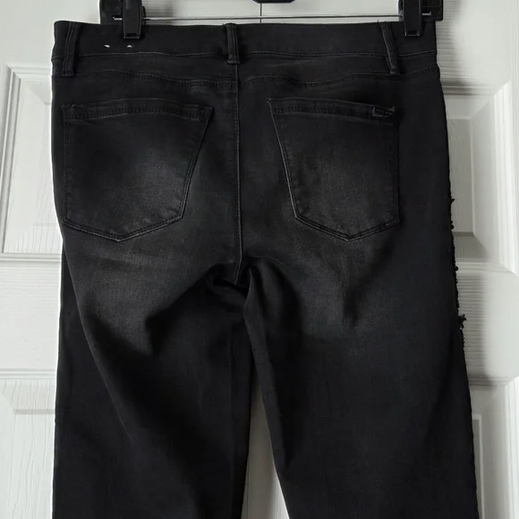 NWOT WHBM Distressed Black Classic Rise Skinny Ankle Embellished Jeans Size 4 - Picture 10 of 15
